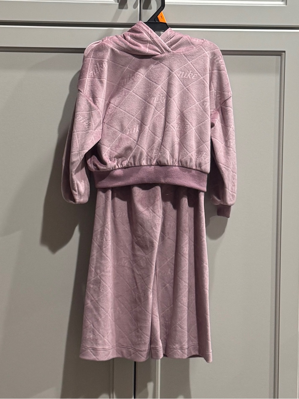 Nike Toddler Girls Dusty Plum Velour Hoodie and Wide Leg Pants Set